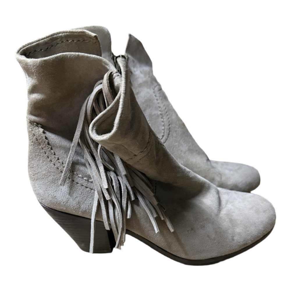 Sam Edelman Louie Ankle Fringe Bootie Boot Tan Suede Women's Size 9 Boho Autumn